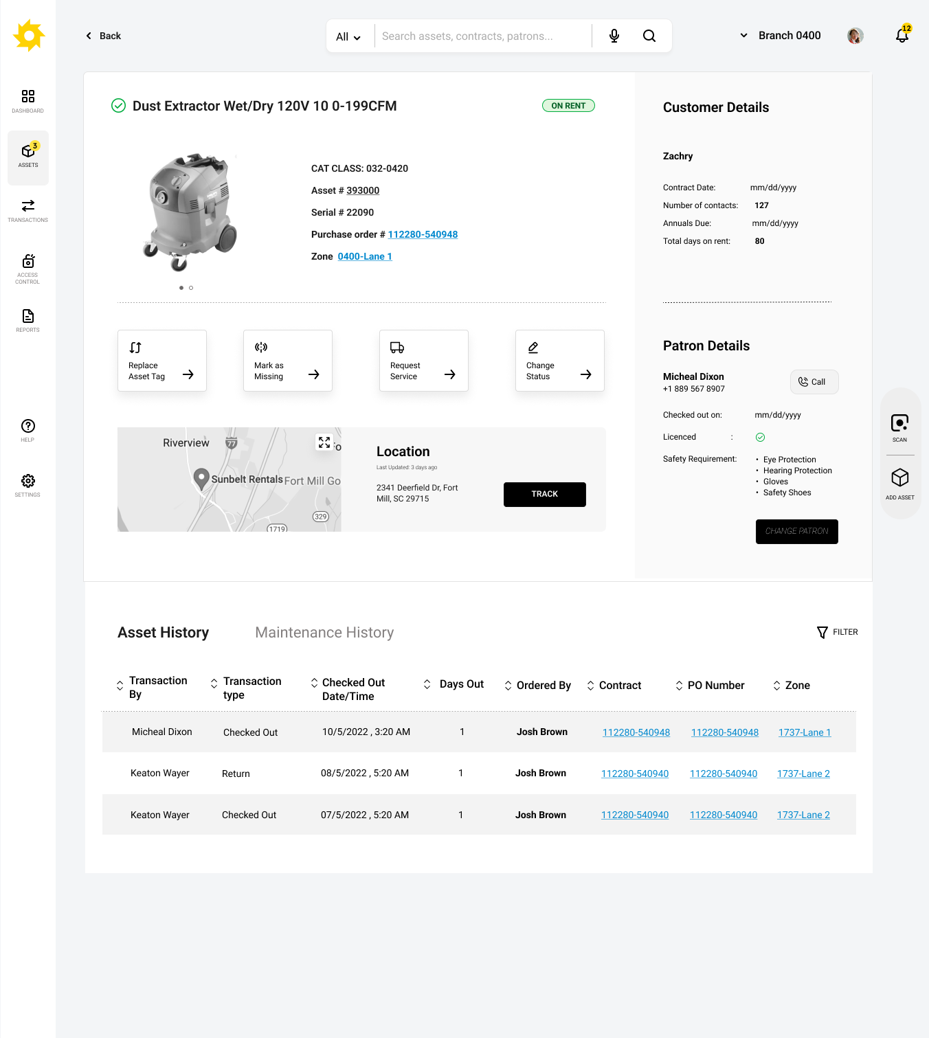 Asset detail page